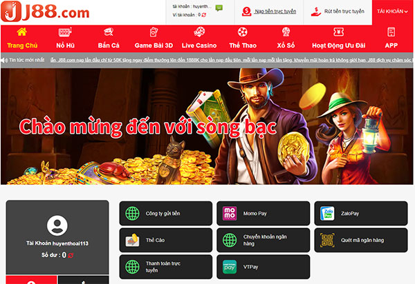 Có 8 cổng nạp tiền tại J88